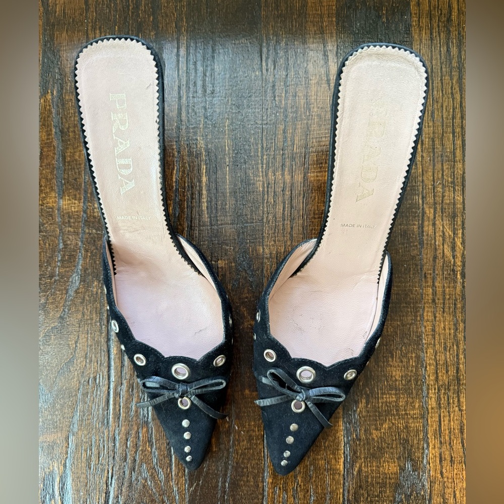 Rare Vintage Prada Grommet Mules - 39